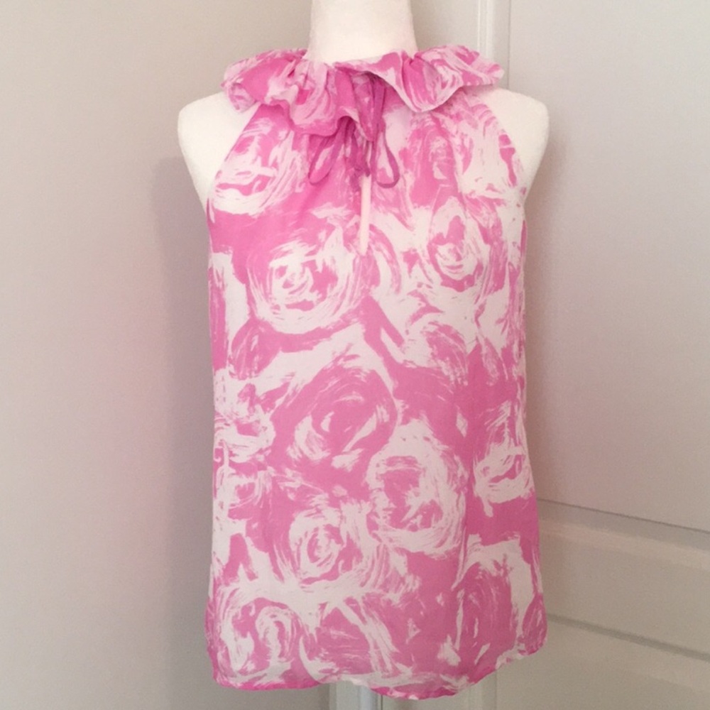Ann Taylor Loft Sleeveless Ruffle Collar Tie Top
